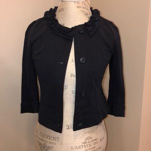 Navy Blue Loft Blazer with Ruffles